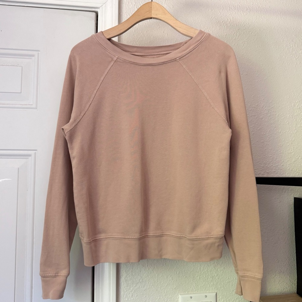 MATE THE LABEL peach dusty pink boat terry organic cotton boxy pullover sweater